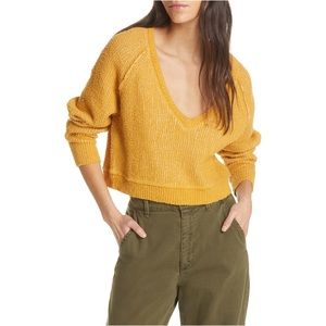 Free People High Low V Textured Slouchy Sweater
